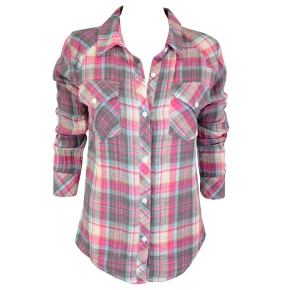 Rails Kendra Pink Plaid Cotton Button Down Shirt - Picture 7 of 8